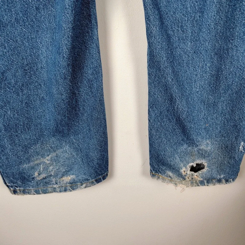 Red Kap Mens‎ 48x30 Blue Workwear Jeans Distressed Straight Leg big tall Denim